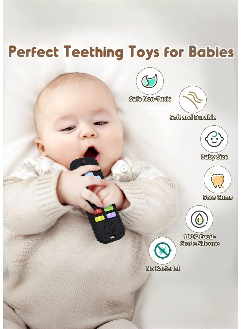 JoyousSto Teething Relief Teethers Toys for Babies 3-12 Months Gifts, Food Grade Silicone Sensory Baby Remote Control Teether Bath Toy for Newborn Infant Boy Girl, Black - Image 2